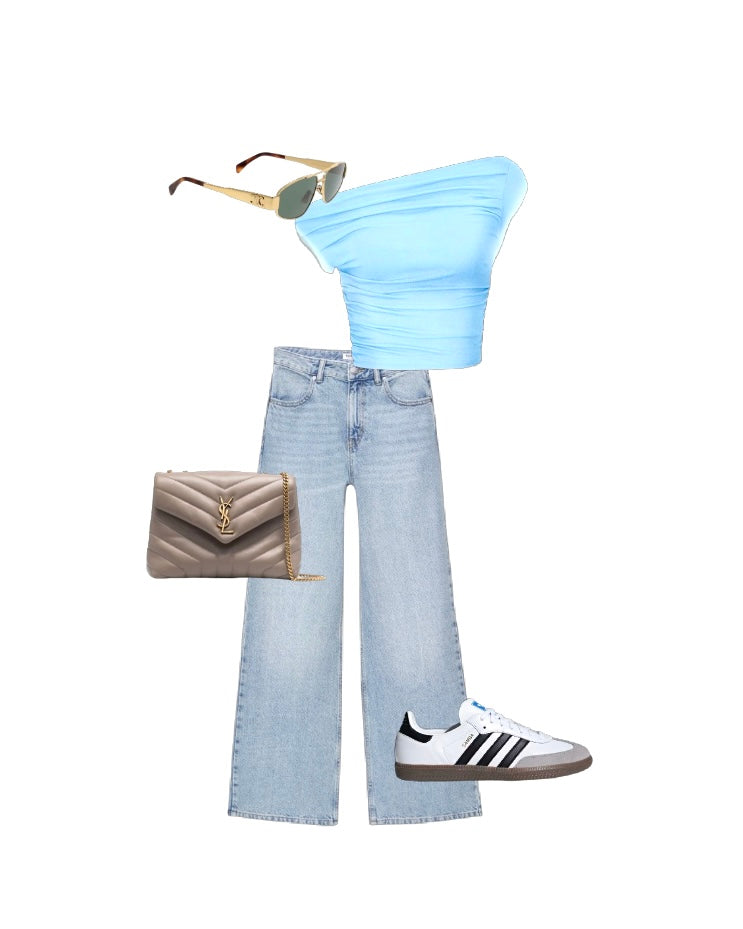 ‘Blessed’ top blauw