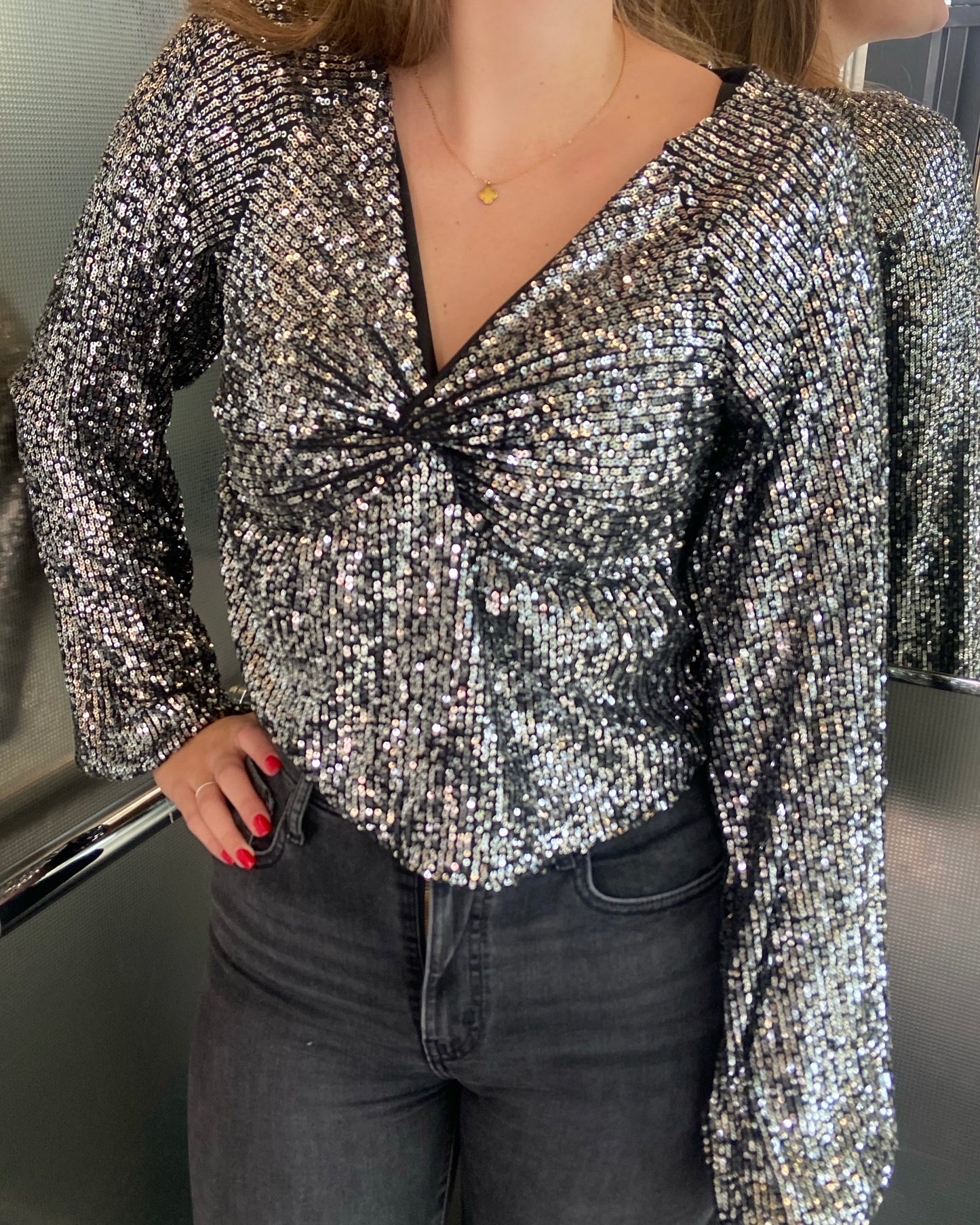 ‘Shine’ top zwart