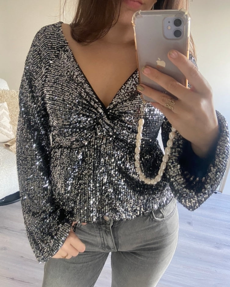‘Shine’ top zwart