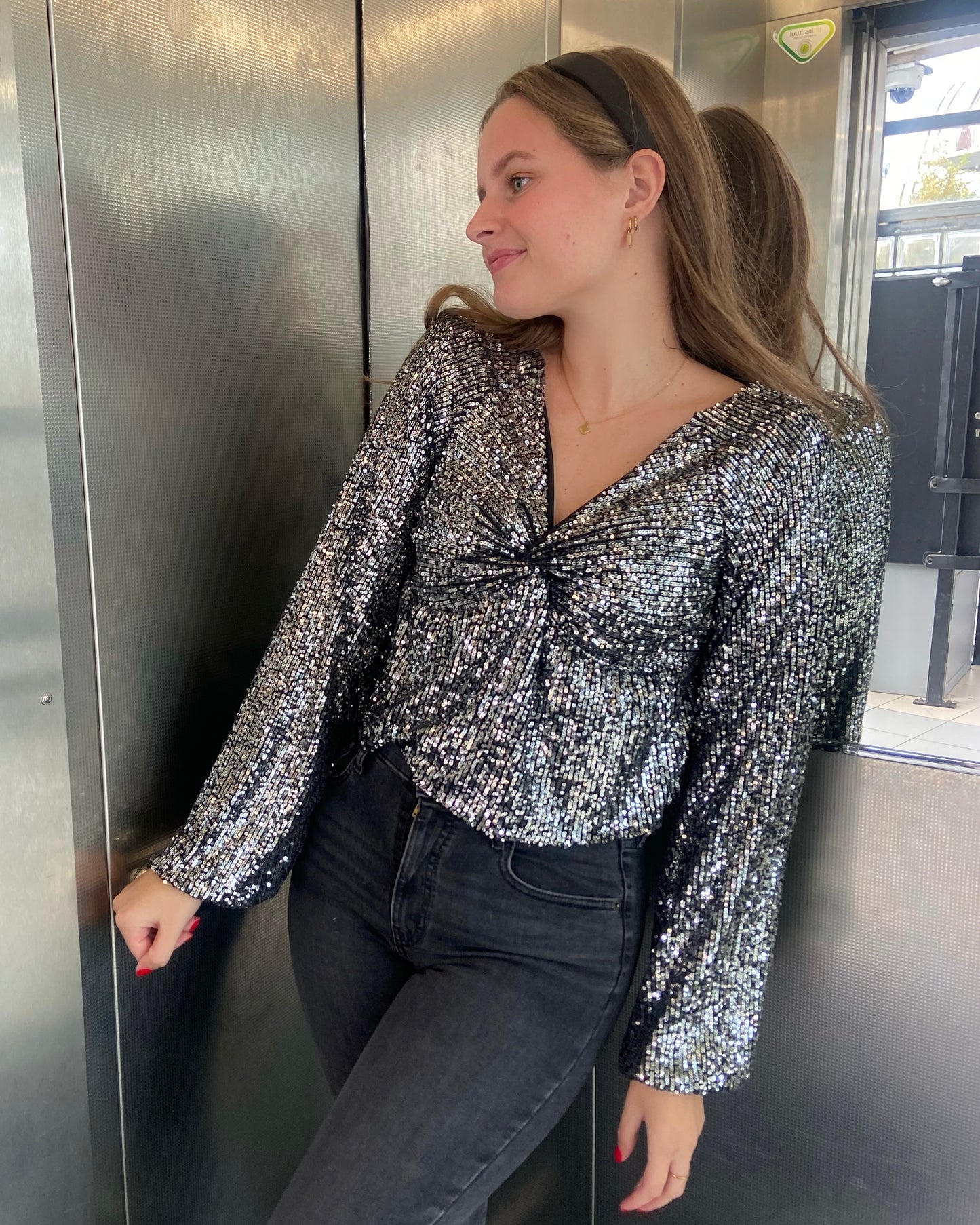 ‘Shine’ top zwart