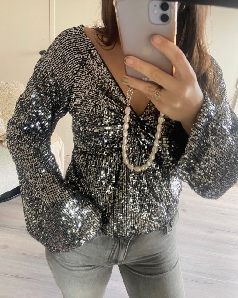 ‘Shine’ top zwart