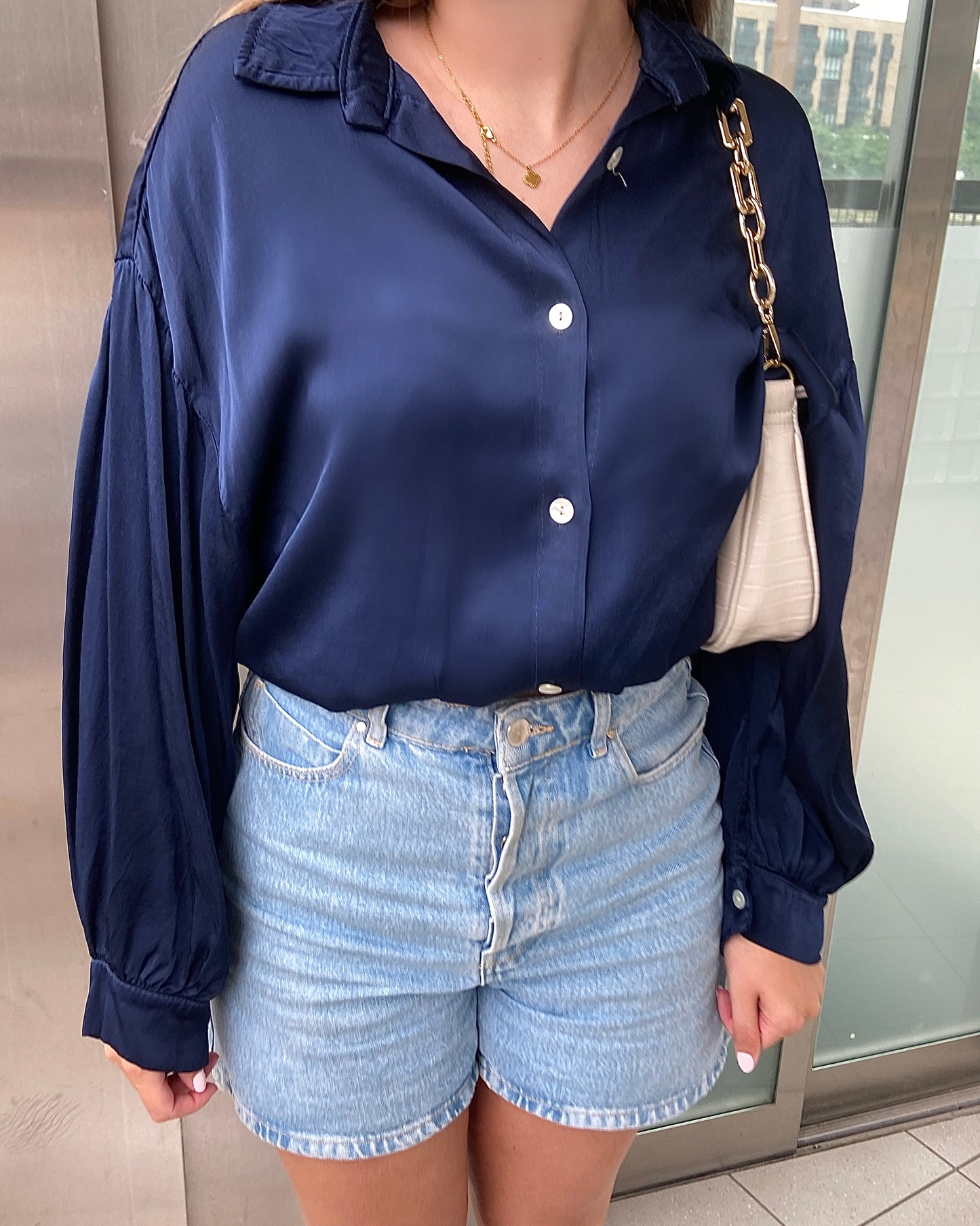 ‘Satin’ blouse navy