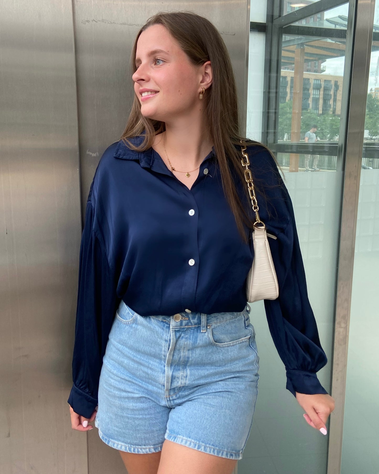 ‘Satin’ blouse navy