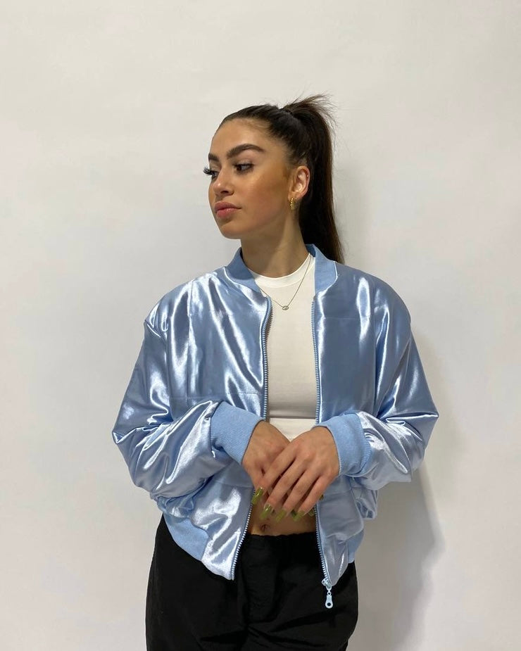Shiny bomberjacket blauw