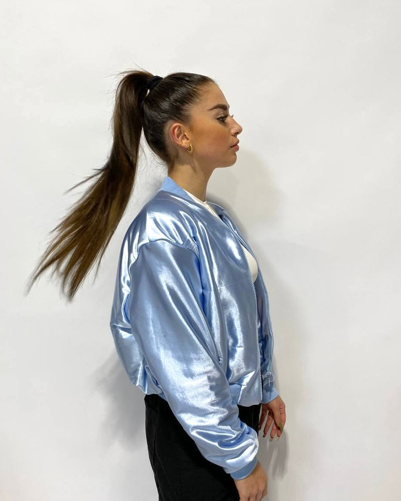 Shiny bomberjacket blauw