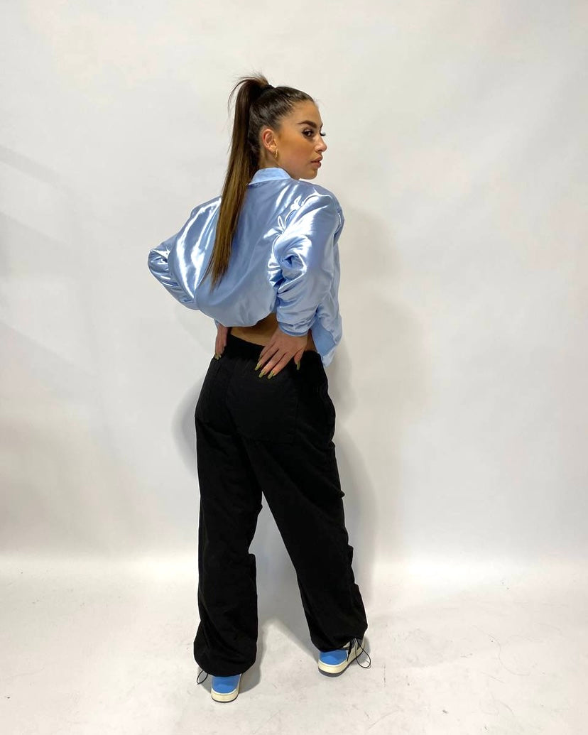 Shiny bomberjacket blauw