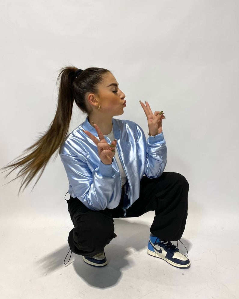 Shiny bomberjacket blauw