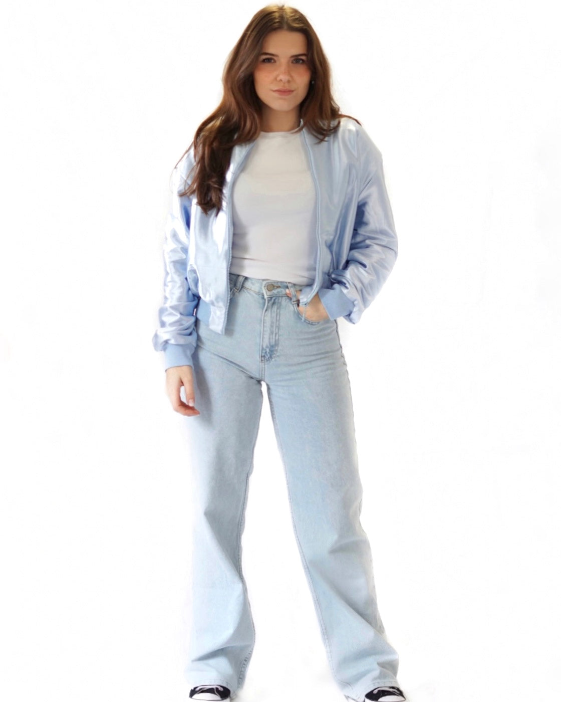 Shiny bomberjacket blauw
