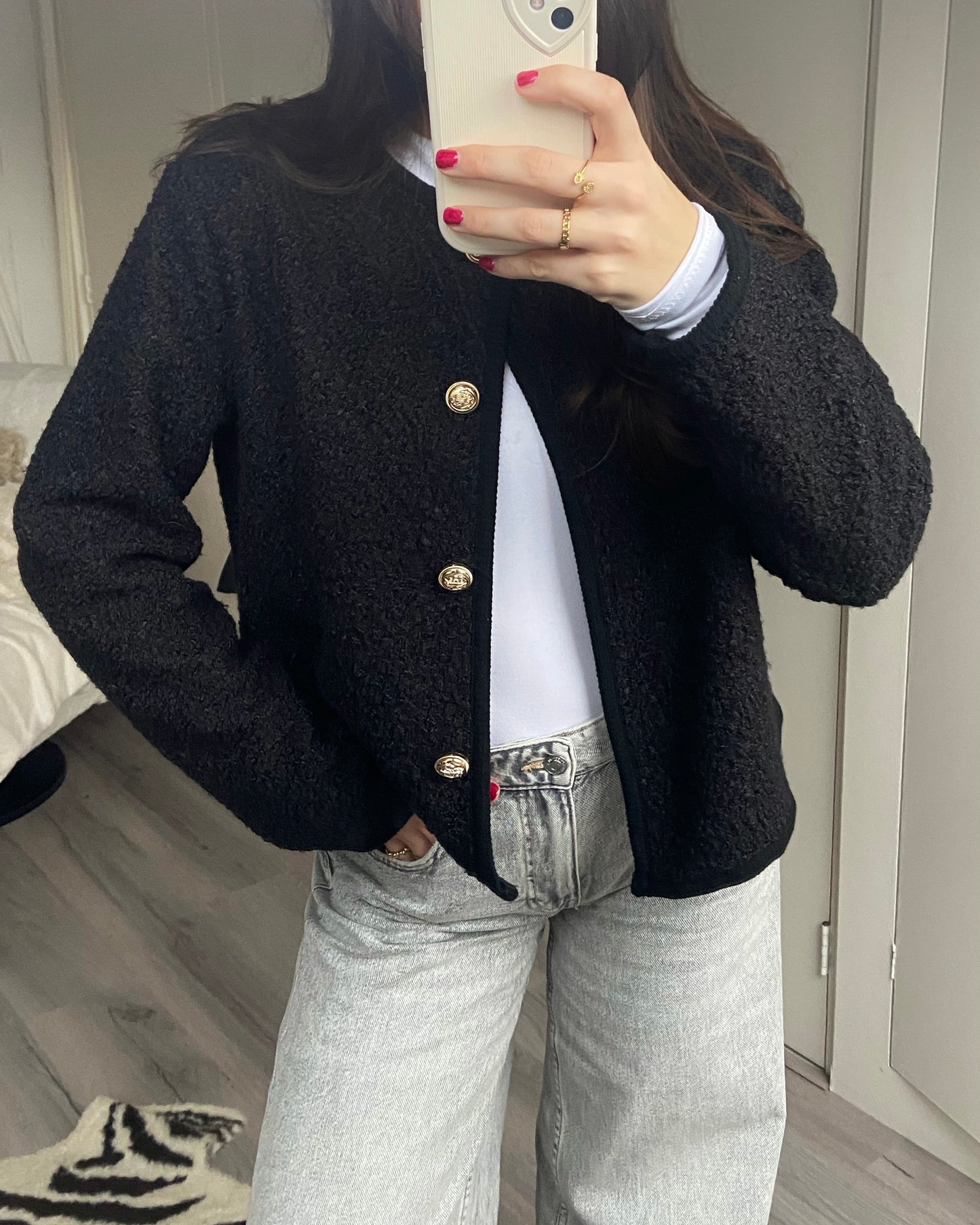 ‘Fluffy fav’ jasje zwart