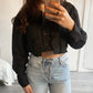 ‘Daily’ cropped blouse zwart