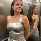 ‘Metallic’ top zilver