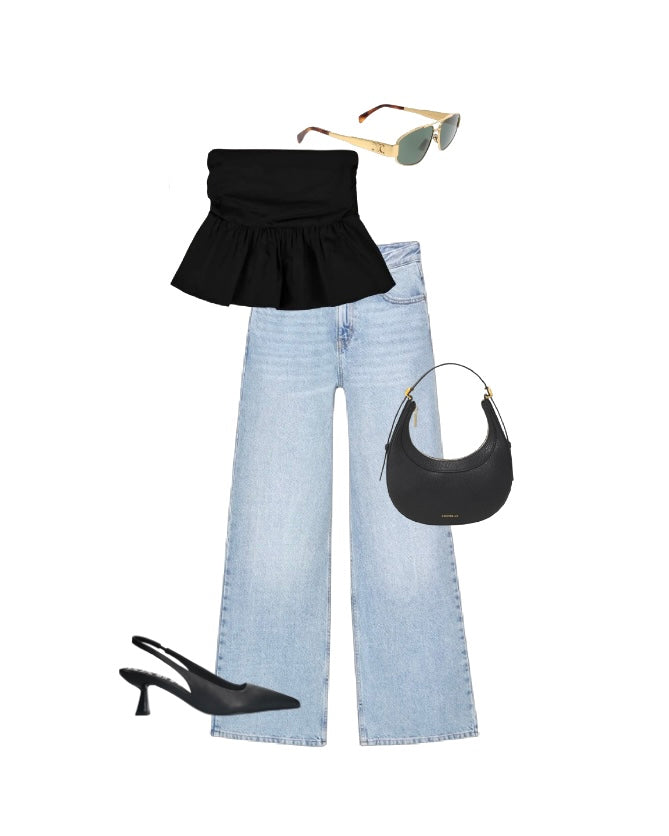 ‘Ruffle’ top zwart