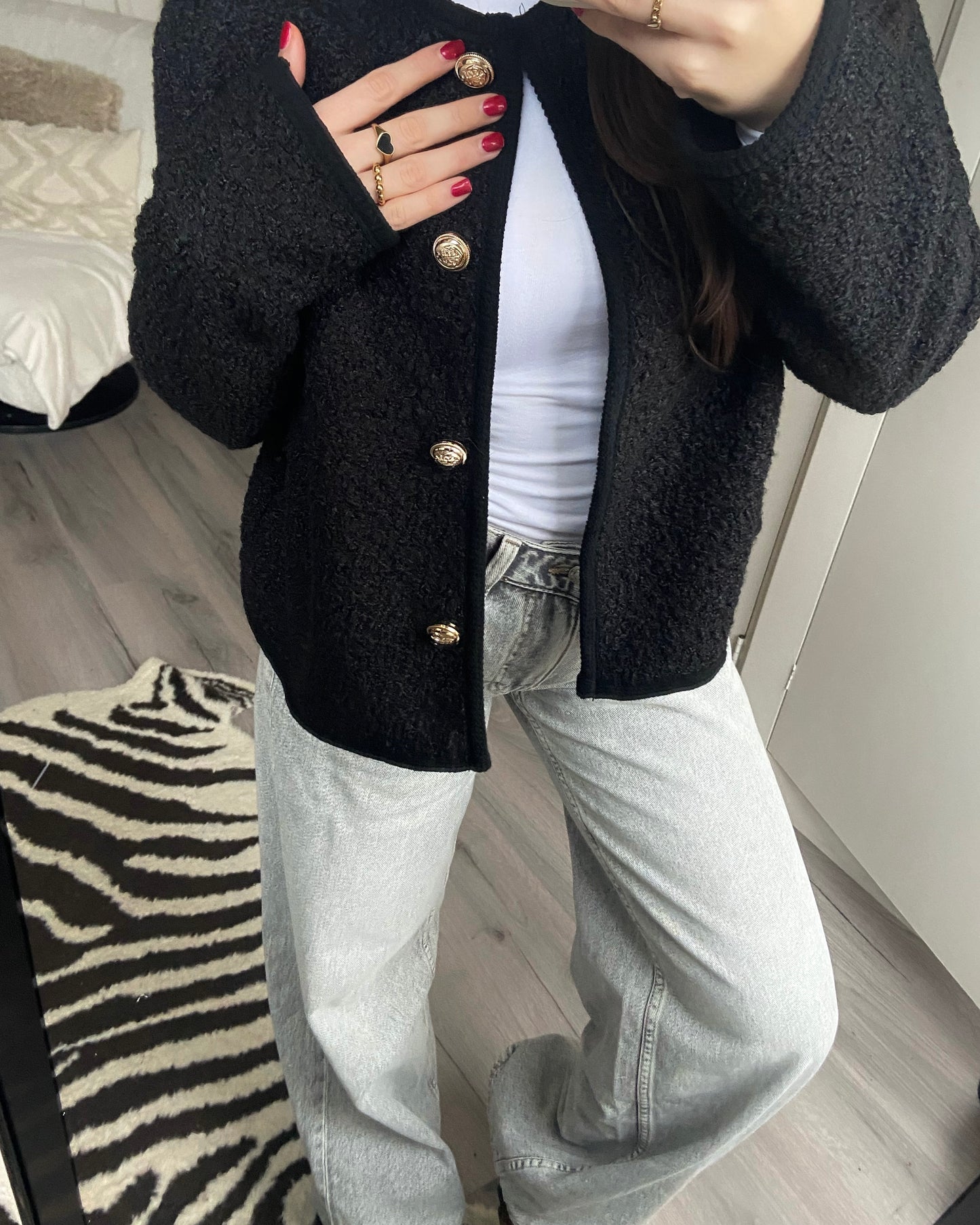‘Fluffy fav’ jasje zwart