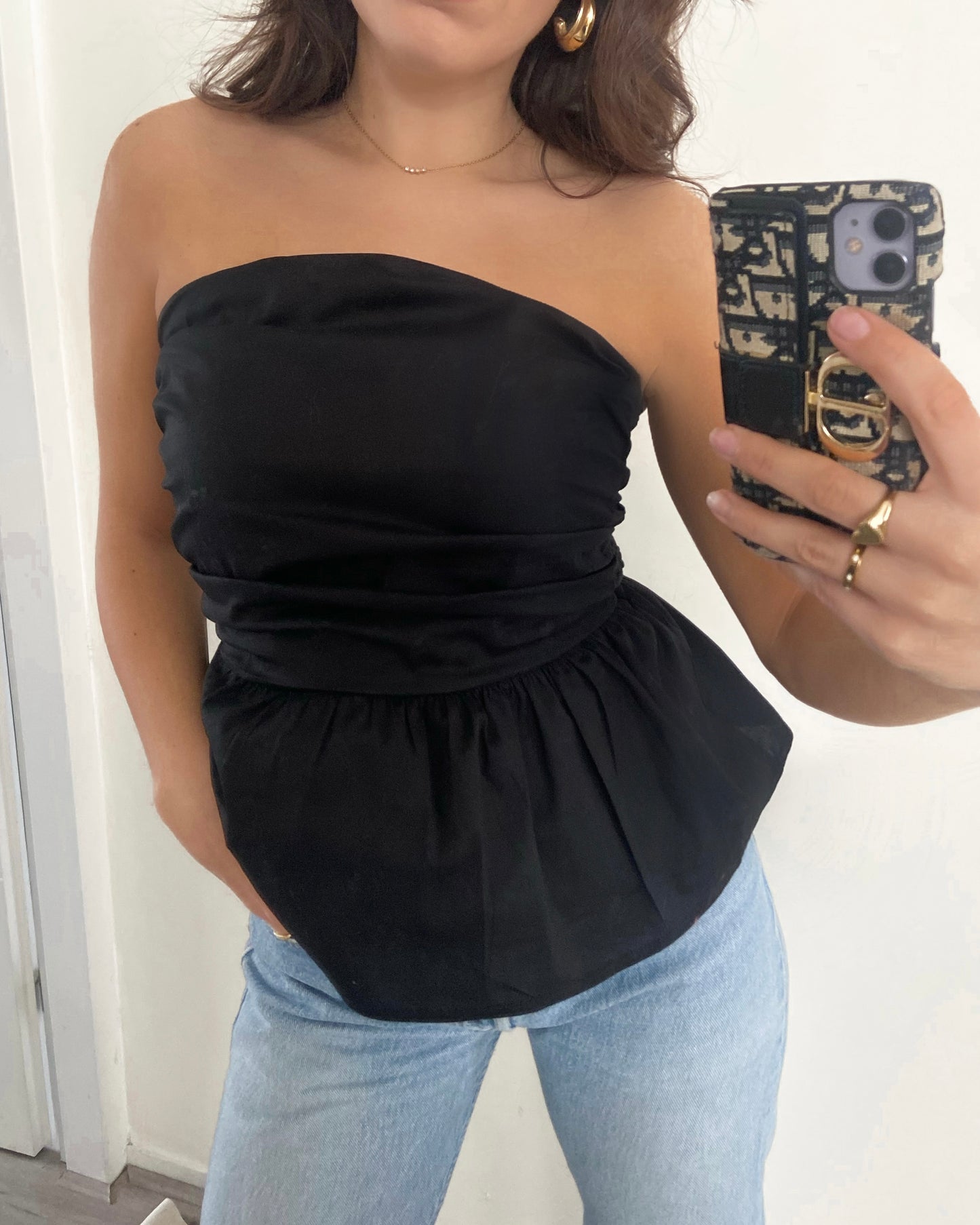 ‘Ruffle’ top zwart