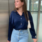 ‘Satin’ blouse navy